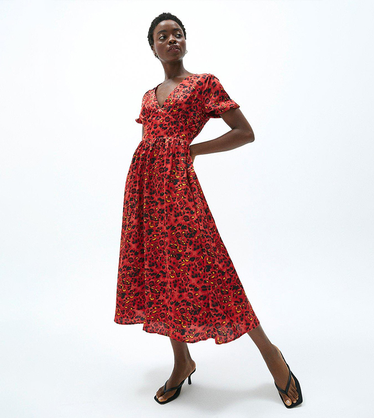 Buy Coast Animal Print V Neck Maxi Dress In Red 6thStreet UAE