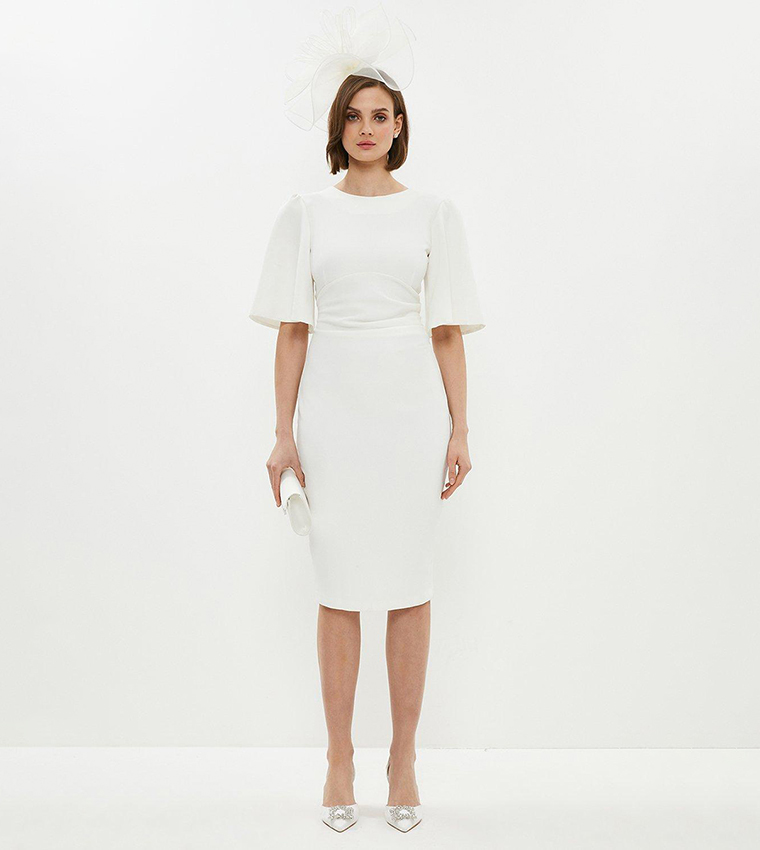 Flare Sleeves Crepe Dress