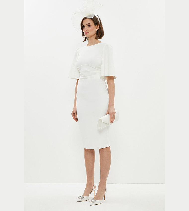 Flare Sleeves Crepe Dress