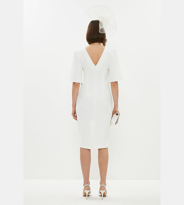 Flare Sleeves Crepe Dress