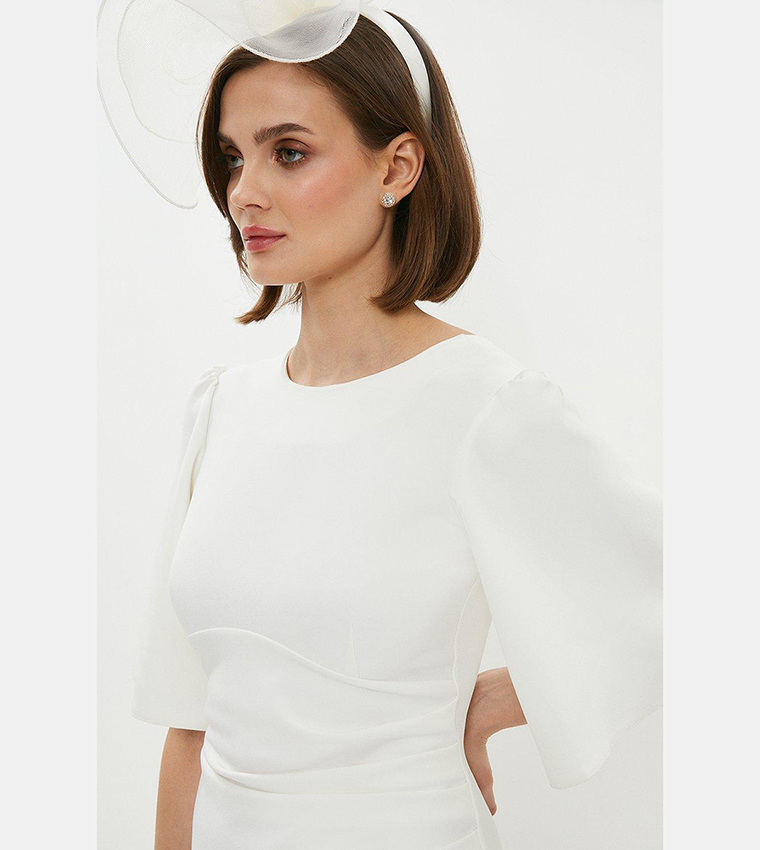 Flare Sleeves Crepe Dress