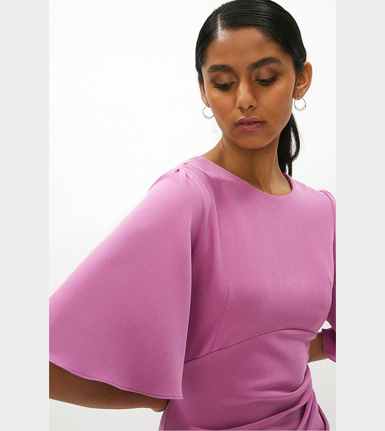 Buy Coast Flare Sleeves Crepe Dress In Orchid | 6thStreet Qatar