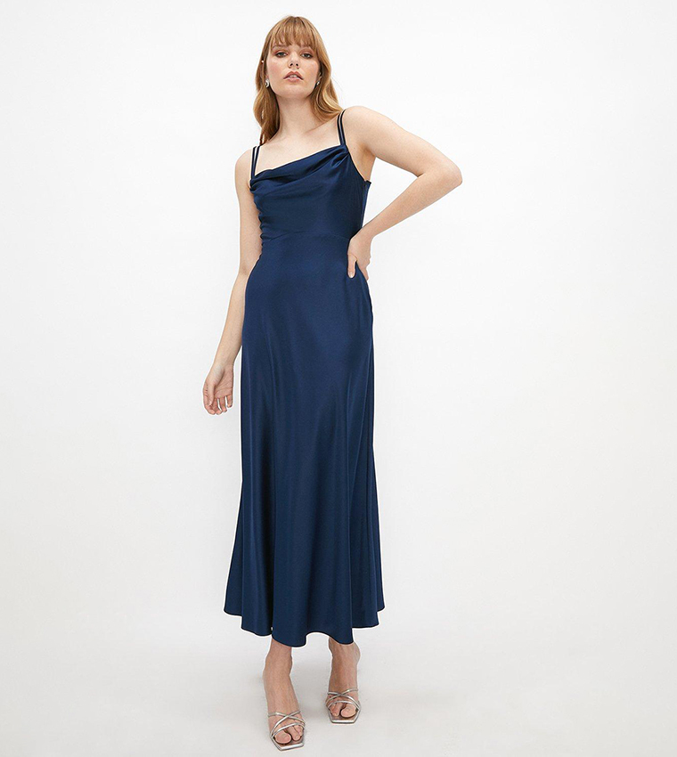 Oasis spot cowl shop neck midi dress