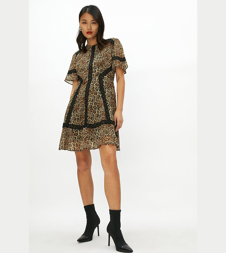 Buy Coast Animal Print Angel Sleeves Mini Dress In ANIMAL 6thStreet Qatar