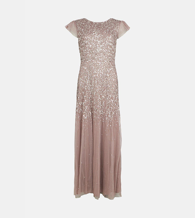 Angel Sleeves Sequins Maxi Dress
