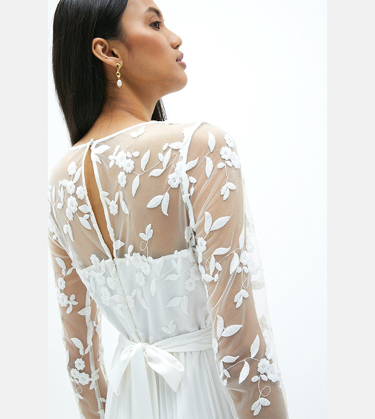 Buy Coast Embroidered Long Sleeves Dress In Ivory | 6thStreet Kuwait