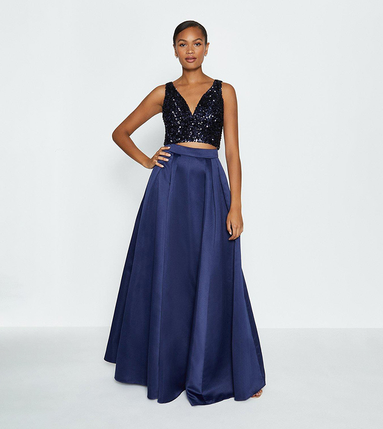 Buy Coast Structured Satin Maxi Skirt In Navy 6thStreet Bahrain