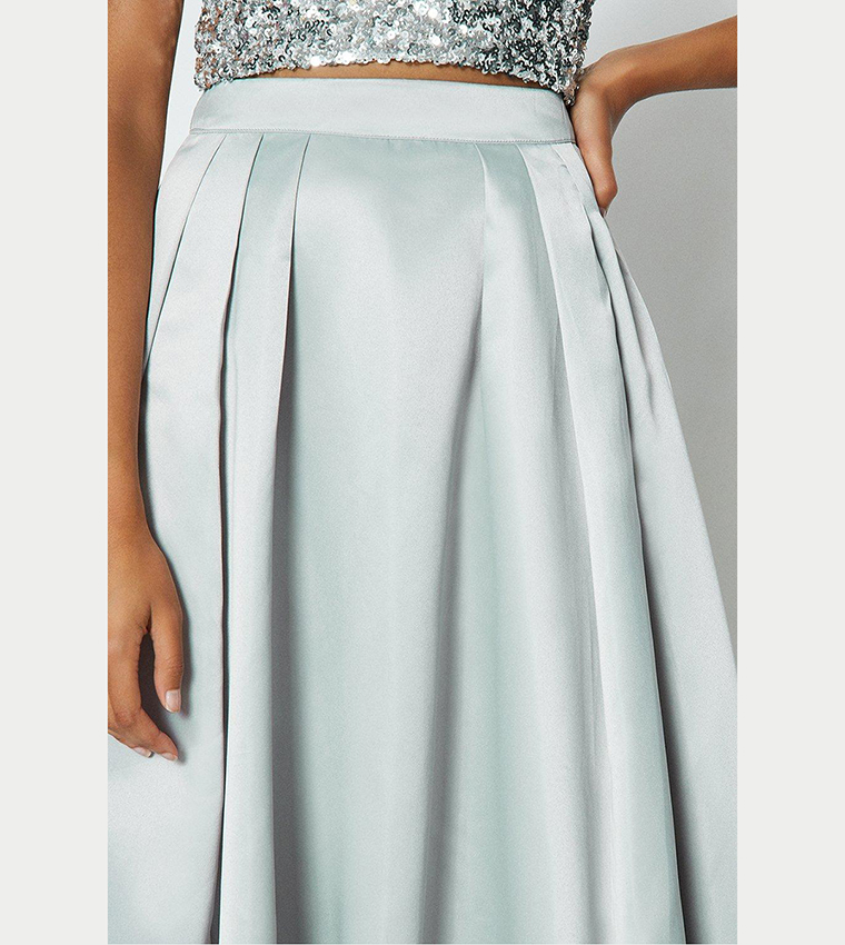 Buy Coast Structured Satin Maxi Skirt In Silver | 6thStreet Qatar