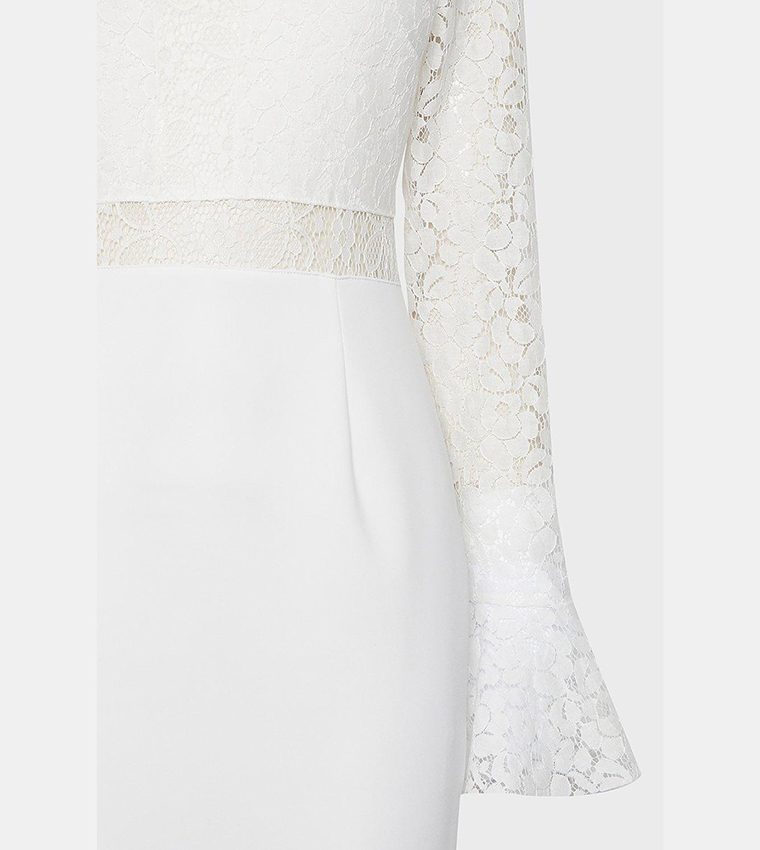 coast cream lace dress Cream Coast Lace Trim Puff Sleeve Organza Mini Dress