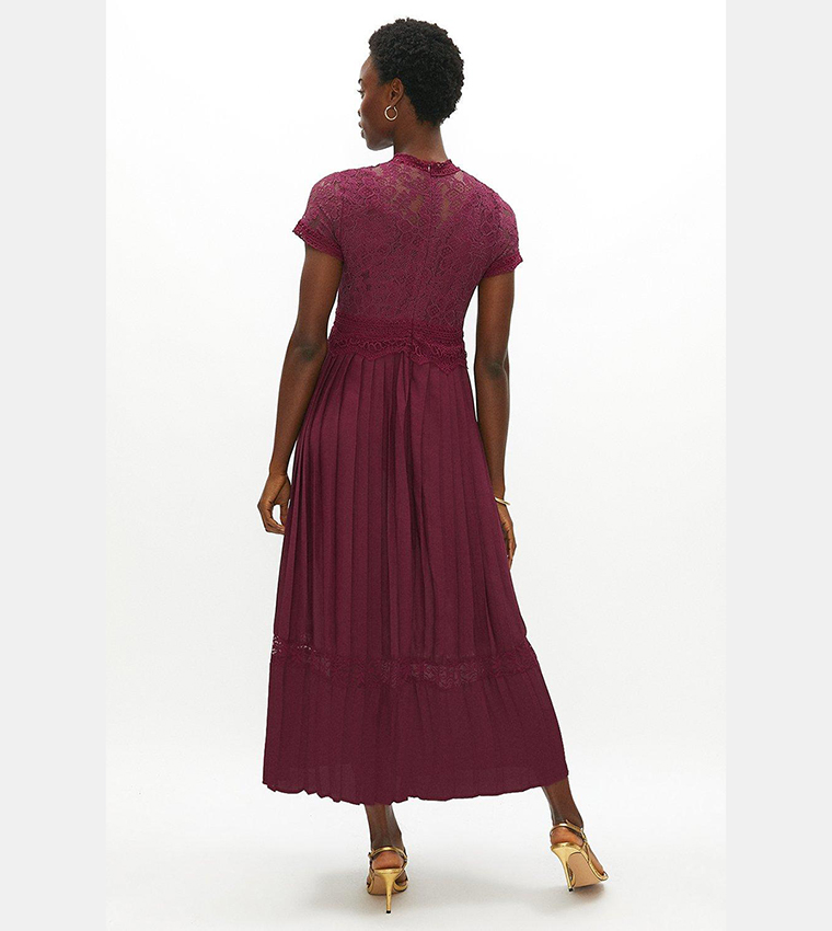 Buy Coast Lace Bodice Pleat Skirt Maxi Dress In AUBERGINE | 6thStreet Kuwait Buy Coast Lace Bodice Pleat Skirt Maxi Dress In AUBERGINE | 6thStreet Kuwait