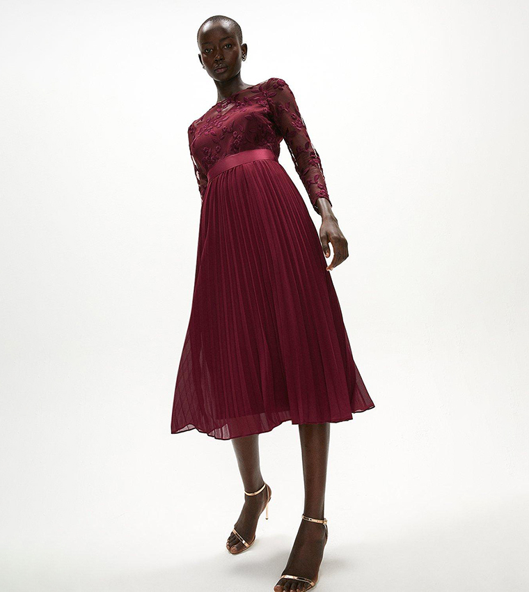 boxy midi dress Stateside Box Pleat Mock Neck Midi Dress in Chalk Pink - XS - Shop Stateside Dresses
