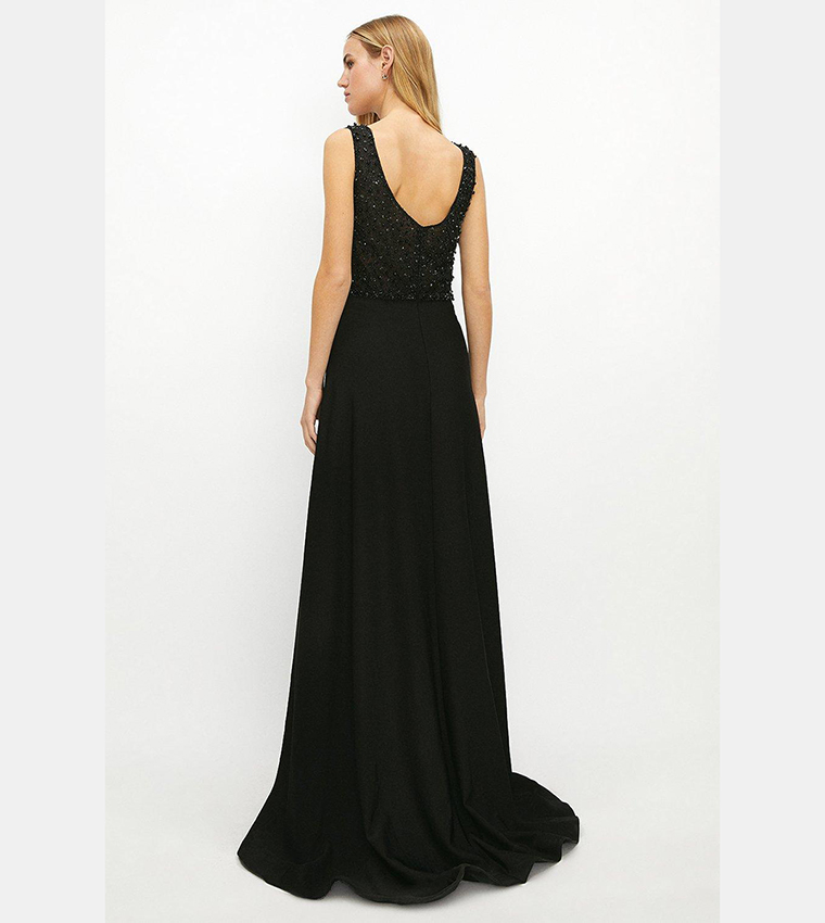 Buy Coast Beaded Satin Maxi Dress In Black | 6thstreet Oman Buy Coast Beaded Satin Maxi Dress In Black | 6thstreet Oman