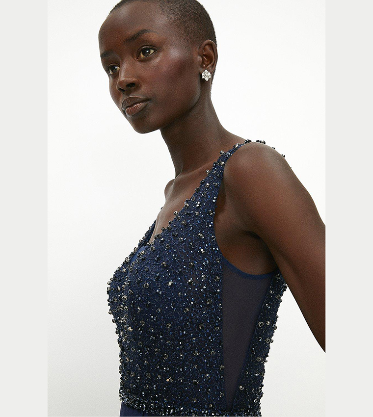 coast beaded satin maxi dress Buy Coast Beaded Satin Maxi Dress In Navy