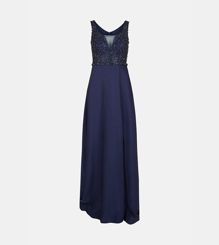 coast beaded satin maxi dress Buy Coast Beaded Satin Maxi Dress In Navy