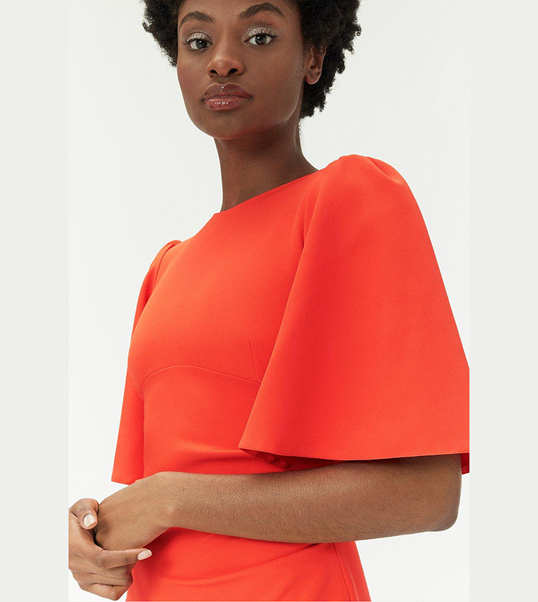 Flare Sleeves Crepe Dress