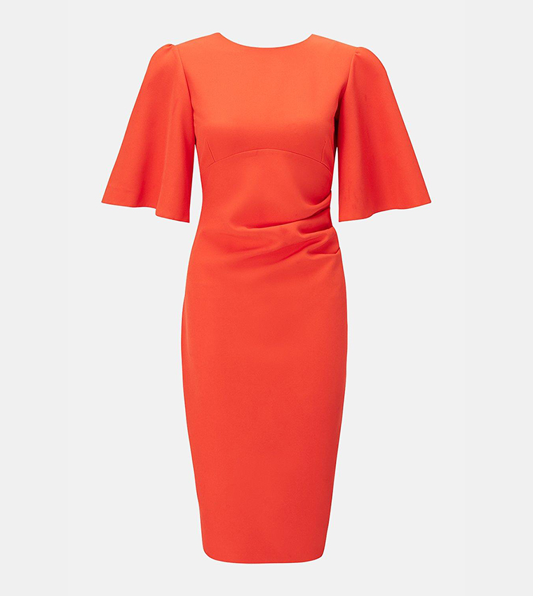 Flare Sleeves Crepe Dress