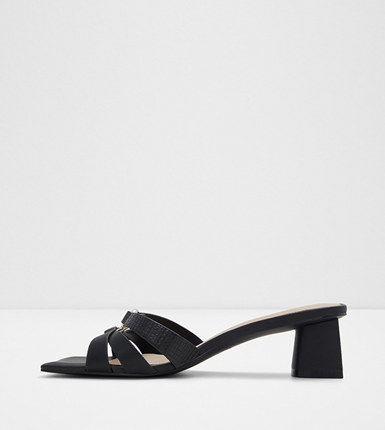 ACCASI Textured Detail Block Heel Sandals