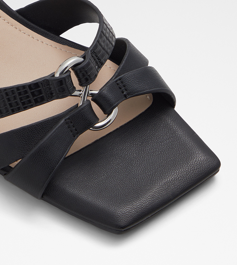 ACCASI Textured Detail Block Heel Sandals