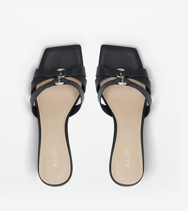 ACCASI Textured Detail Block Heel Sandals