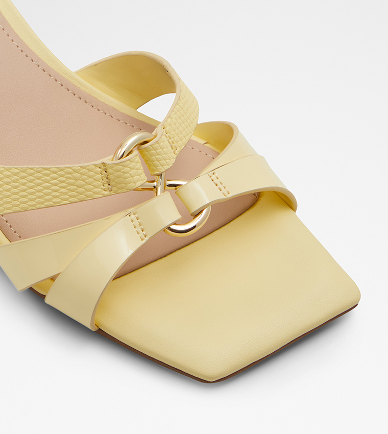 Buy Aldo ACCASI Textured Detail Block Heel Sandals In Light Yellow 6thStreet Bahrain