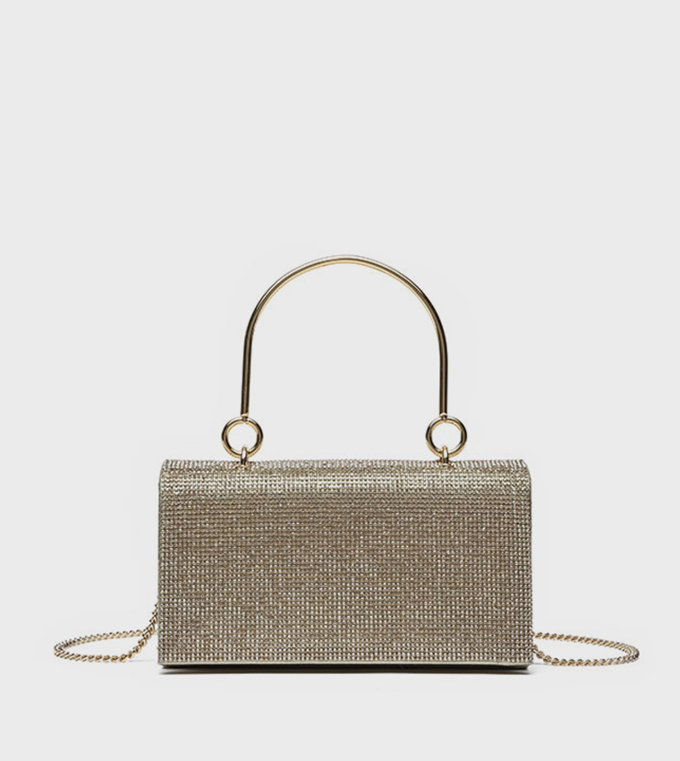 Embellished Top-Handle Clutch Bag