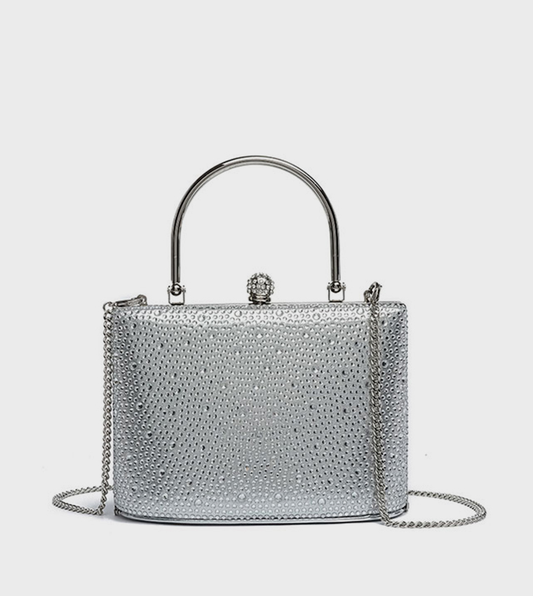 Embellished Top-Handle Clutch Bag