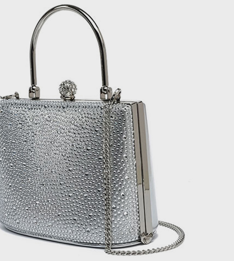 Embellished Top-Handle Clutch Bag