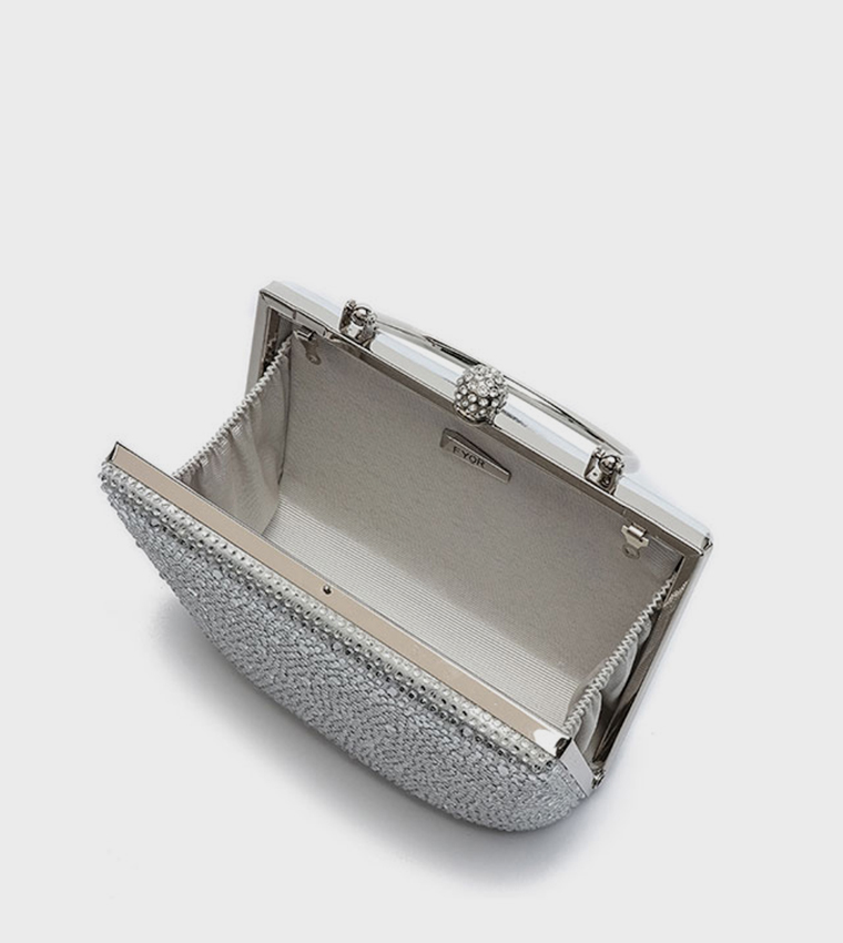 Embellished Top-Handle Clutch Bag