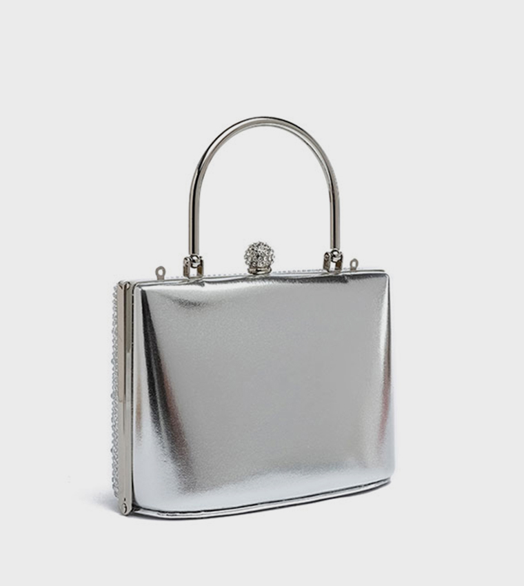 Embellished Top-Handle Clutch Bag