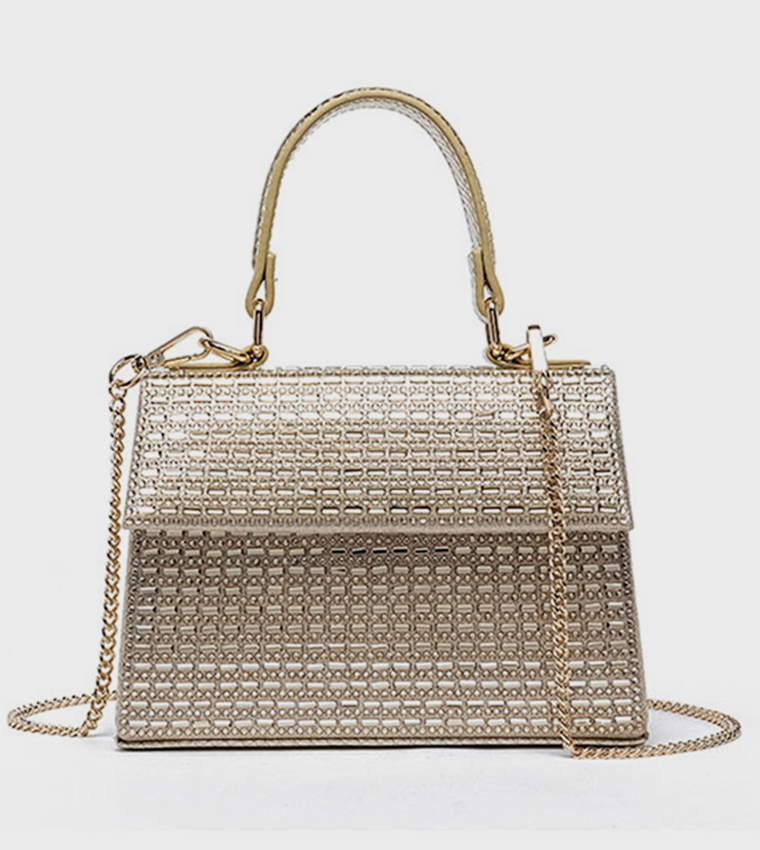 Embellished Top Handle Clutch Bag