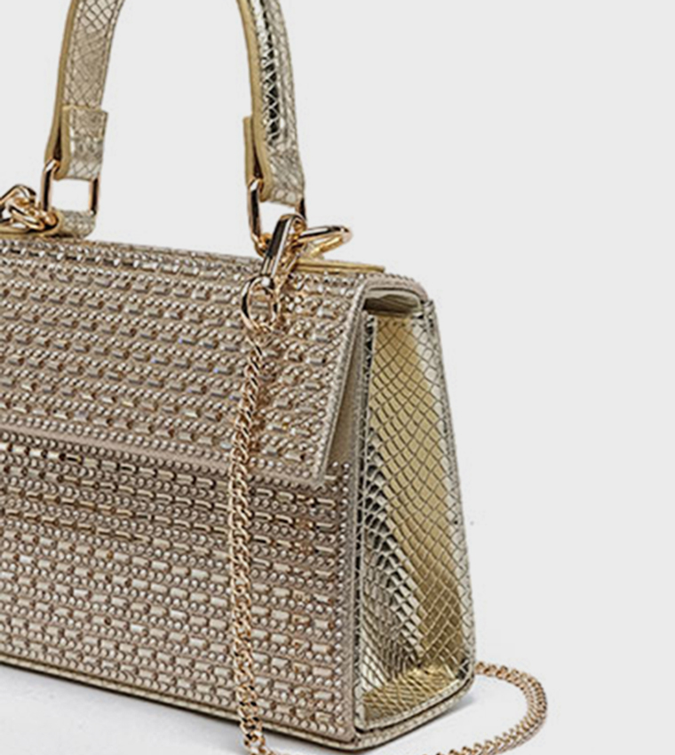 Embellished Top Handle Clutch Bag