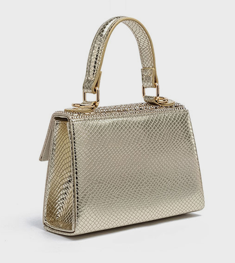 Embellished Top Handle Clutch Bag