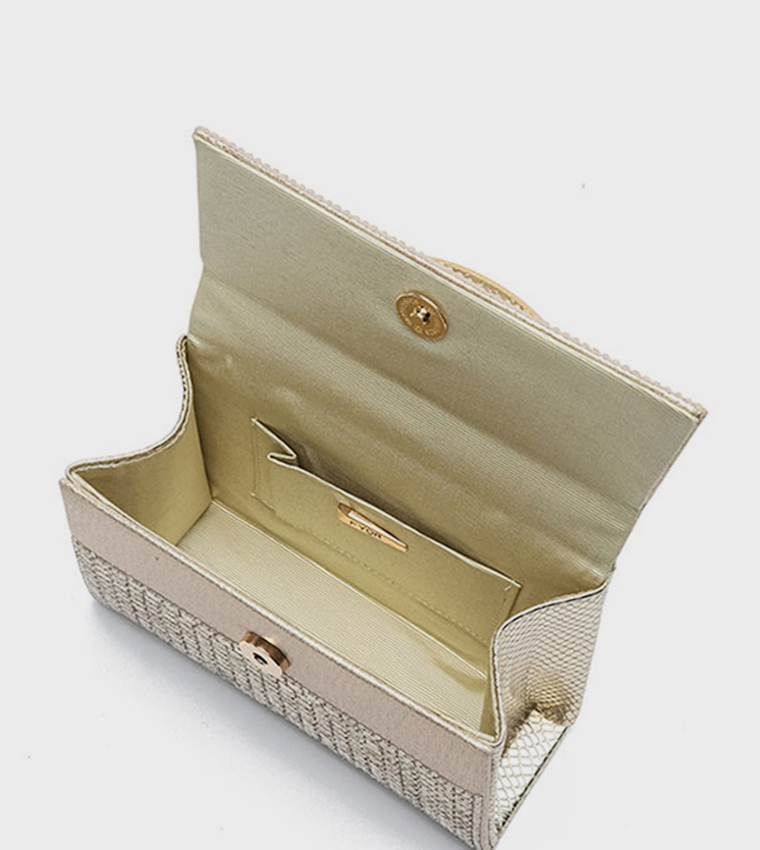 Embellished Top Handle Clutch Bag