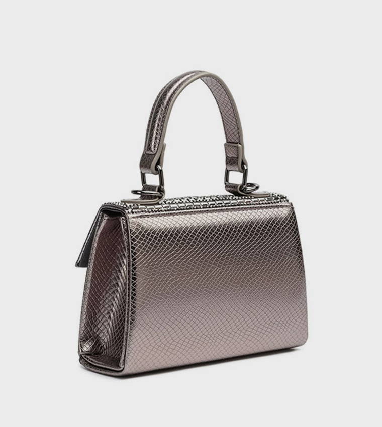 Embellished Top-Handle Clutch Bag
