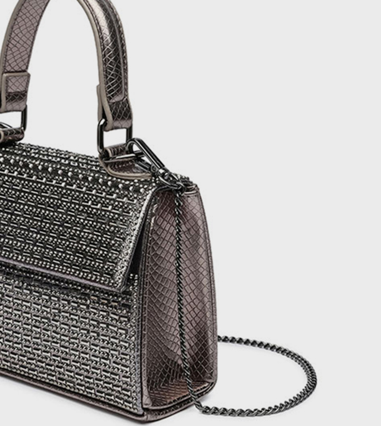 Embellished Top-Handle Clutch Bag