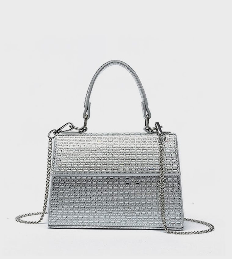 Embellished Top Handle Clutch Bag