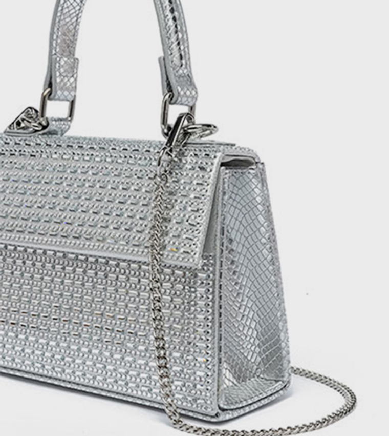 Embellished Top Handle Clutch Bag