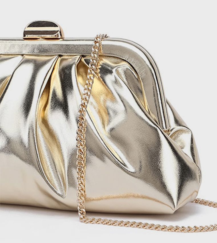 Metallic Ruched Clutch Bag