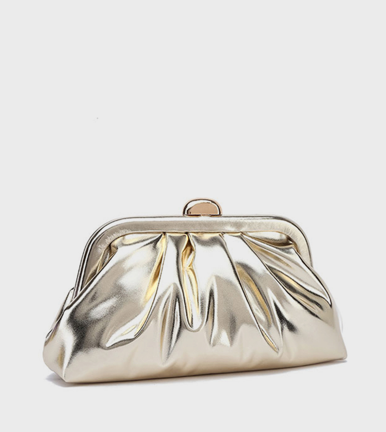Metallic Ruched Clutch Bag