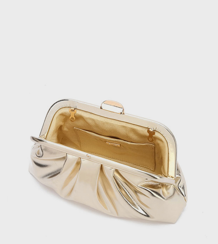 Metallic Ruched Clutch Bag
