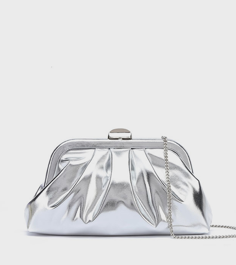 Metallic Ruched Clutch Bag