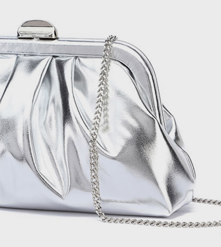 Metallic Ruched Clutch Bag