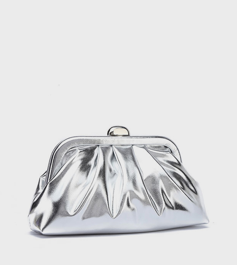 Metallic Ruched Clutch Bag