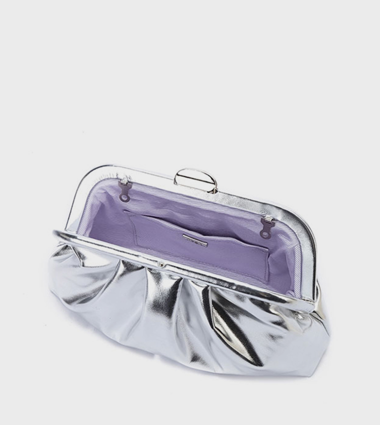 Metallic Ruched Clutch Bag
