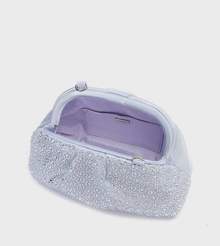 Embellished Ruched Clutch Bag