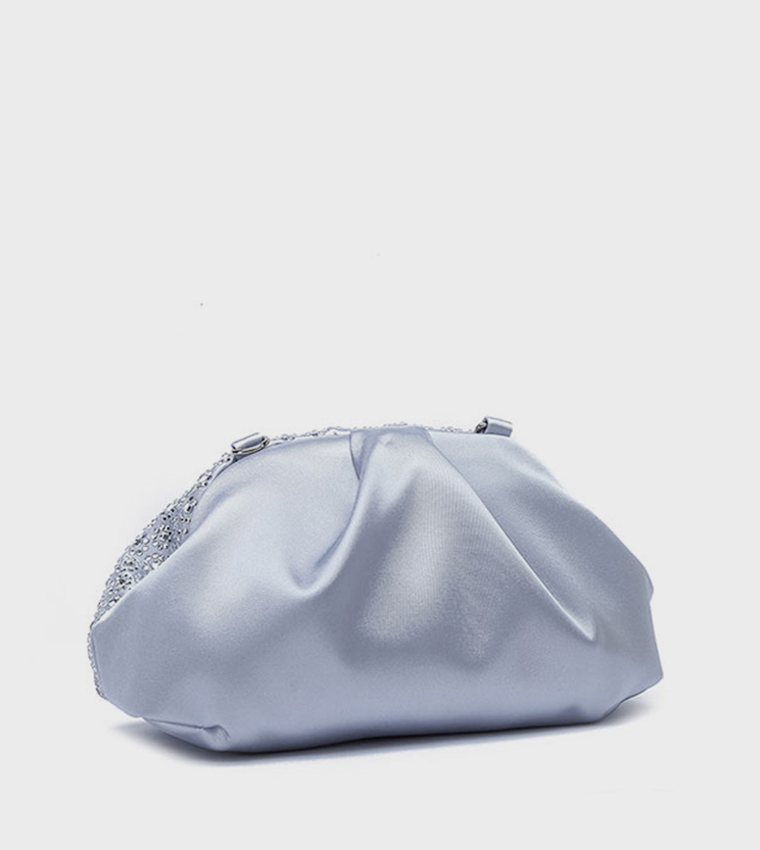 Embellished Ruched Clutch Bag