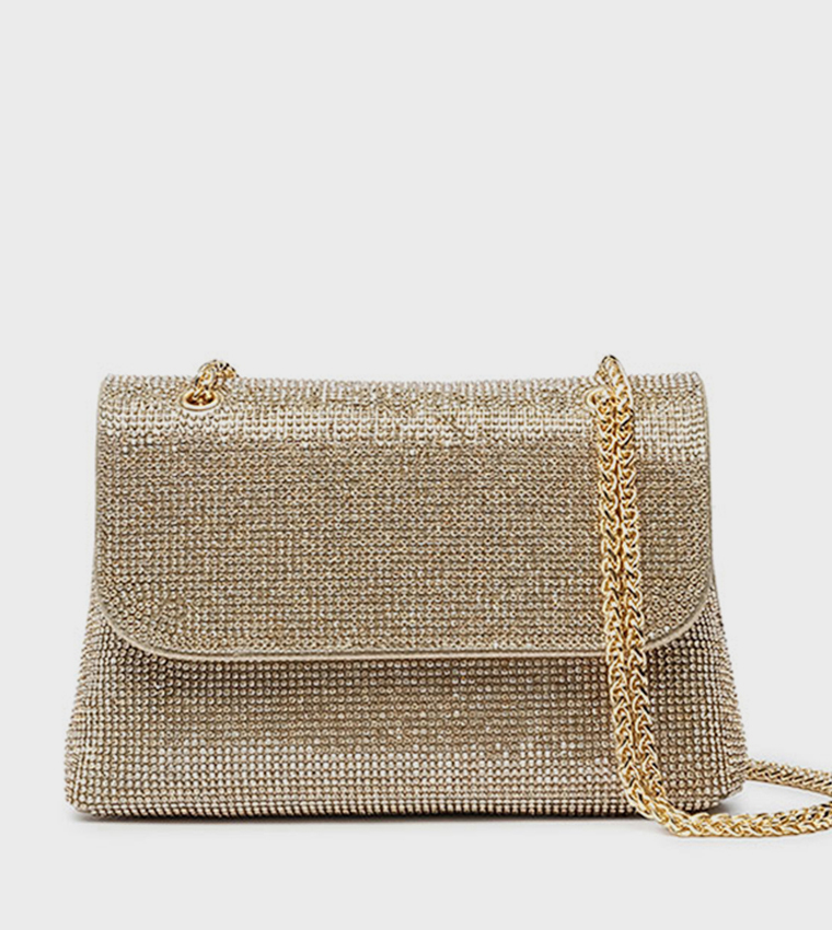 Embellished Flap Clutch Bag