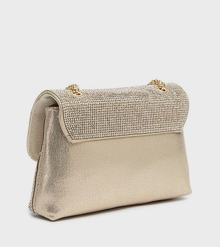 Embellished Flap Clutch Bag