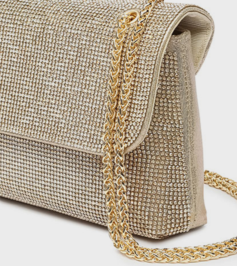 Embellished Flap Clutch Bag