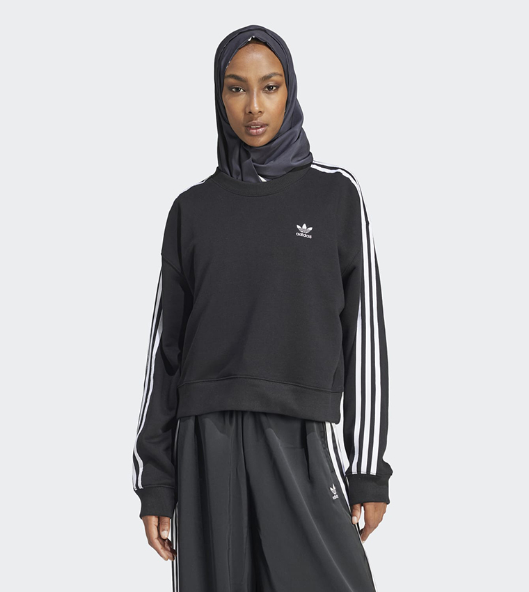 Buy Adidas 3 Stripes Crew Neck Sweatshirt In Black 6thStreet Saudi Arabia